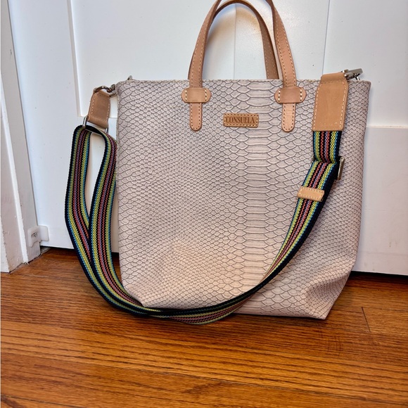 Consuela thunderbird essential tote leather snakeskin cream purse crossbody bag - Picture 2 of 7